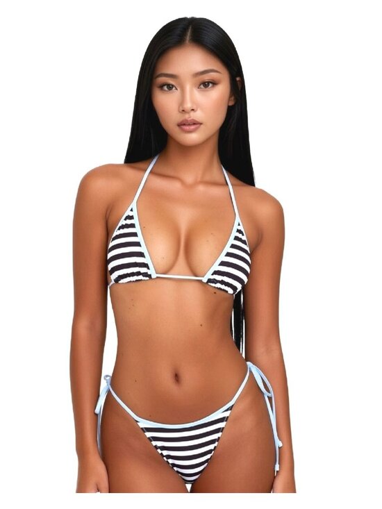 Other - 🆕Small Brown White String Bikini Set Brazilian Thong Cheeky Fit NWOT
